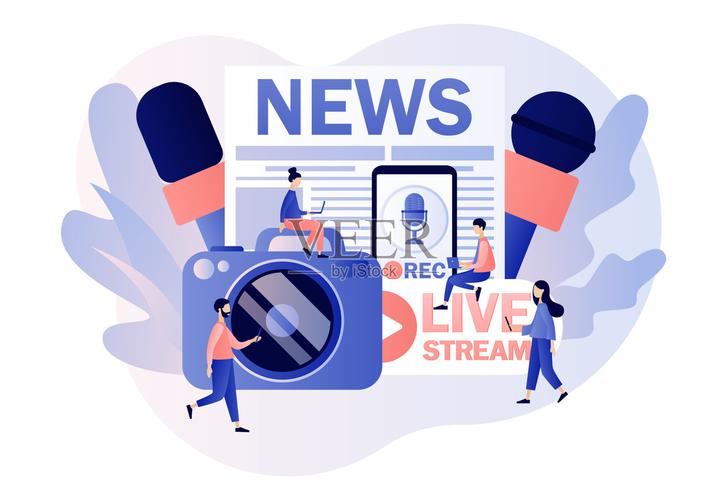 记者的概念大众媒体新闻电视报纸网络和广播新闻微型记者用麦克风和